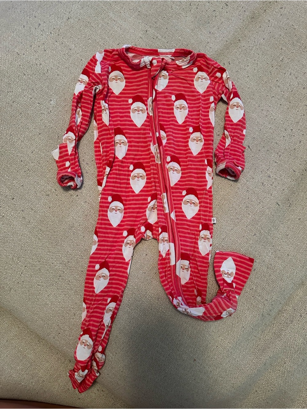 Kids Red Santa Print Footed Pajamas